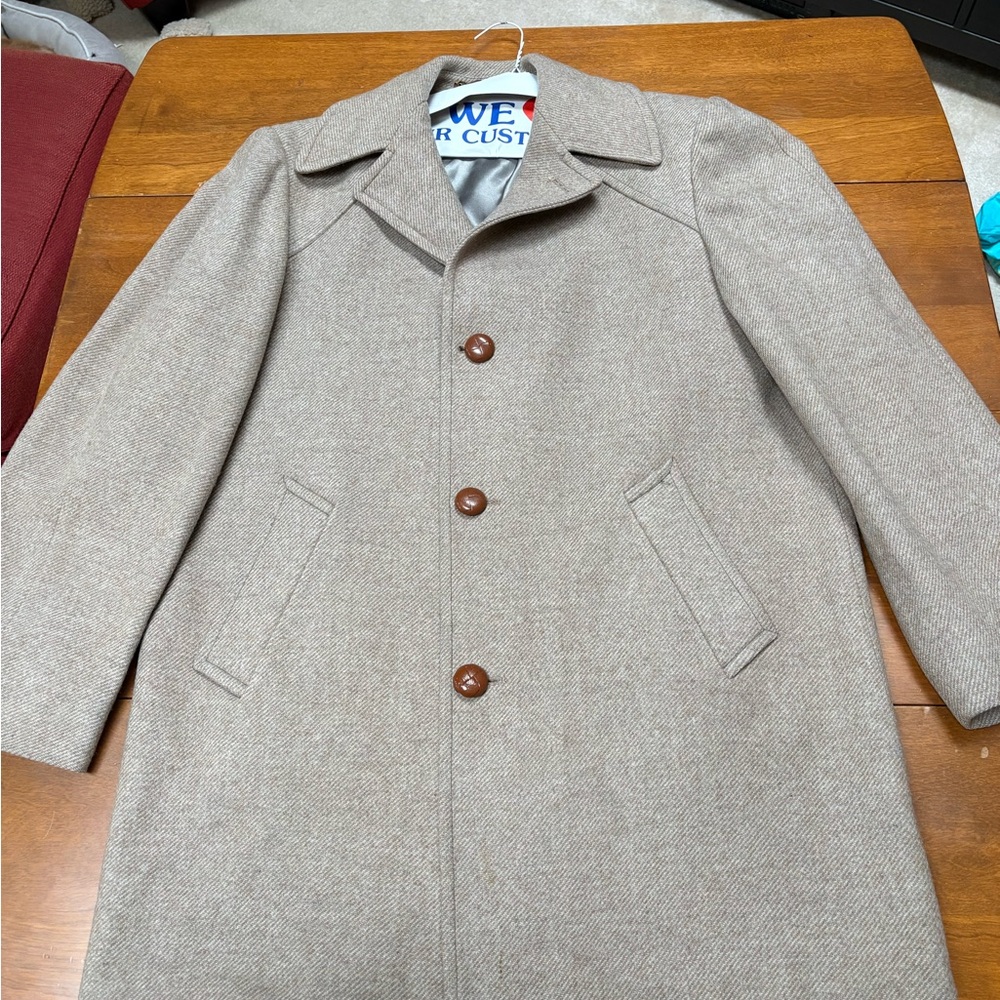 Pendleton Men's Tan Wool Pea Coat - Classic Single-Breasted Overcoat
